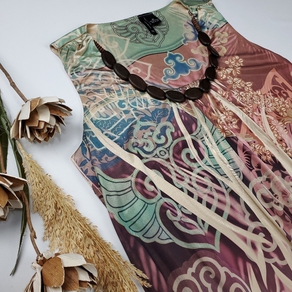 New Gold Multicolored Boho Beaded Blouse XL - Picture 7 of 16